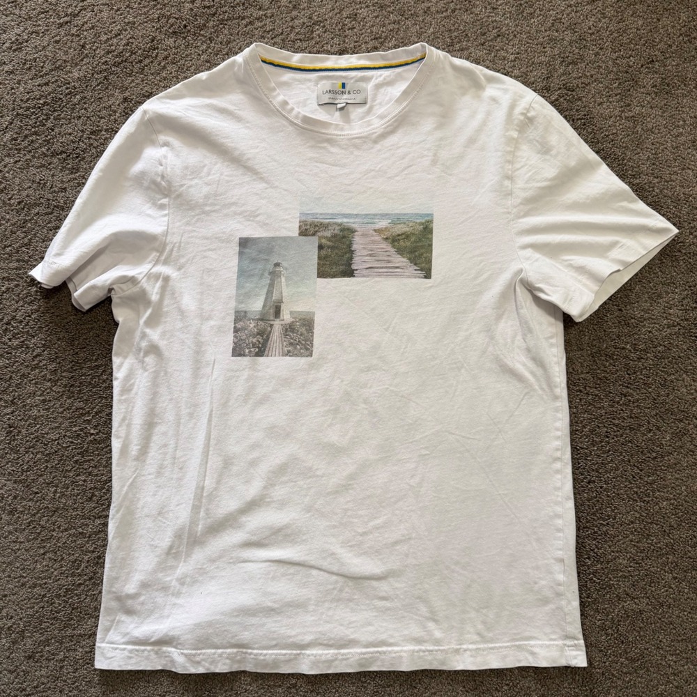 Larsson & Co Spirit of Scandinavia White‎ Graphic Print T Shirt Mens